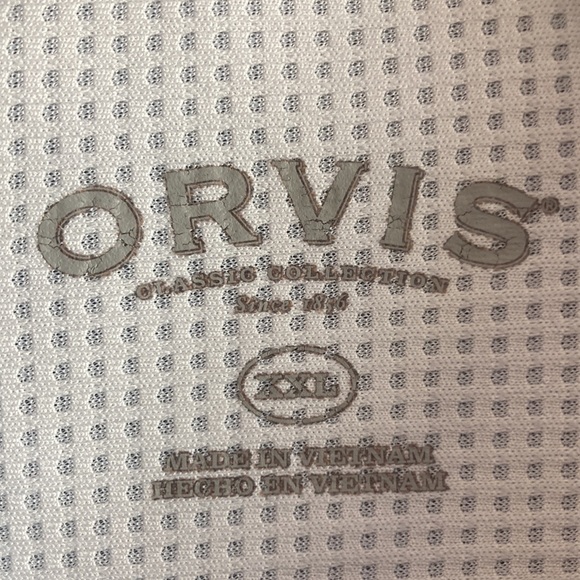 Orvis Classic Collection - Navy blue heather short sleeve button front shirt XXL - Picture 3 of 8